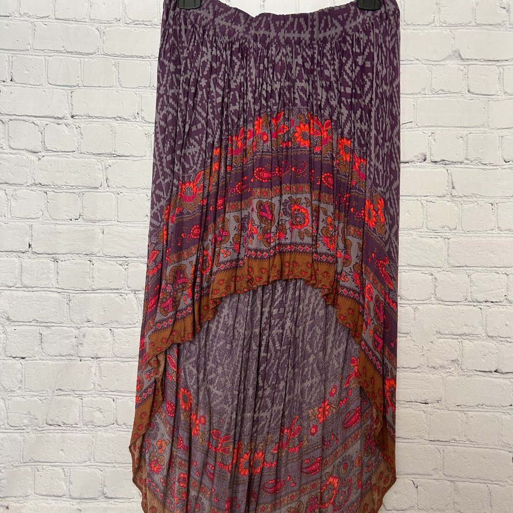 Intimately Free People Border Print High Low Skirt, Color: Purple, Size: Small